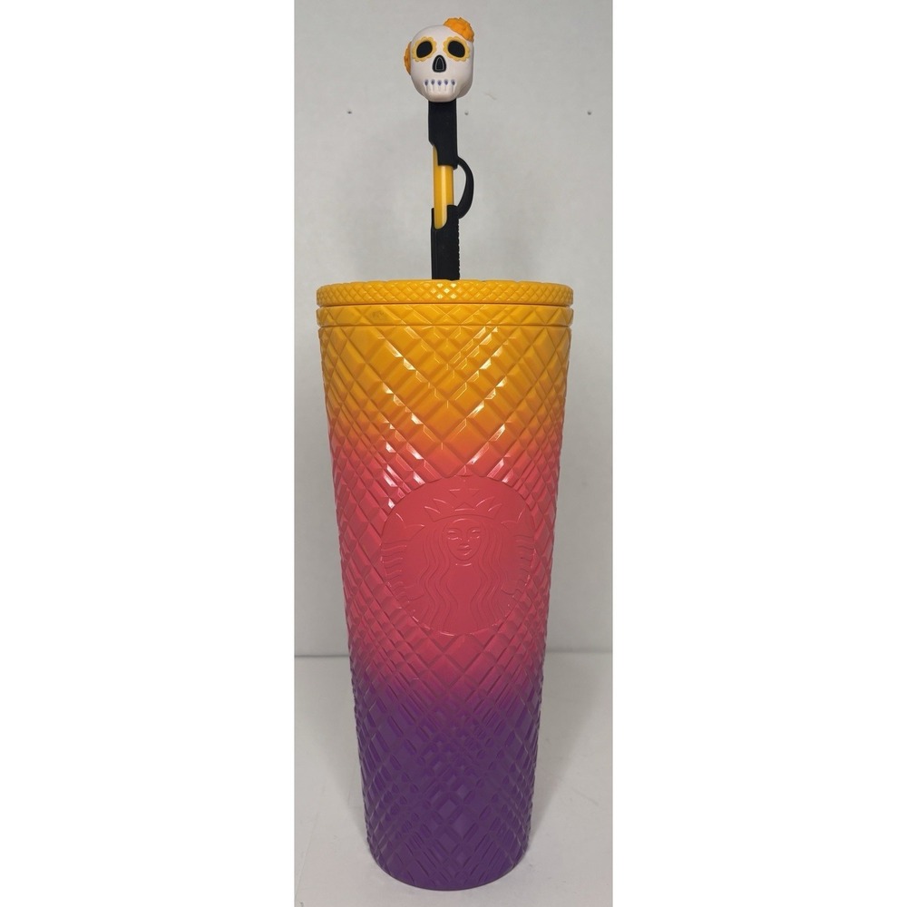 Starbucks 2024 Halloween Dia De Muertos Tumbler Venti 24oz Cold Cup Skull Straw